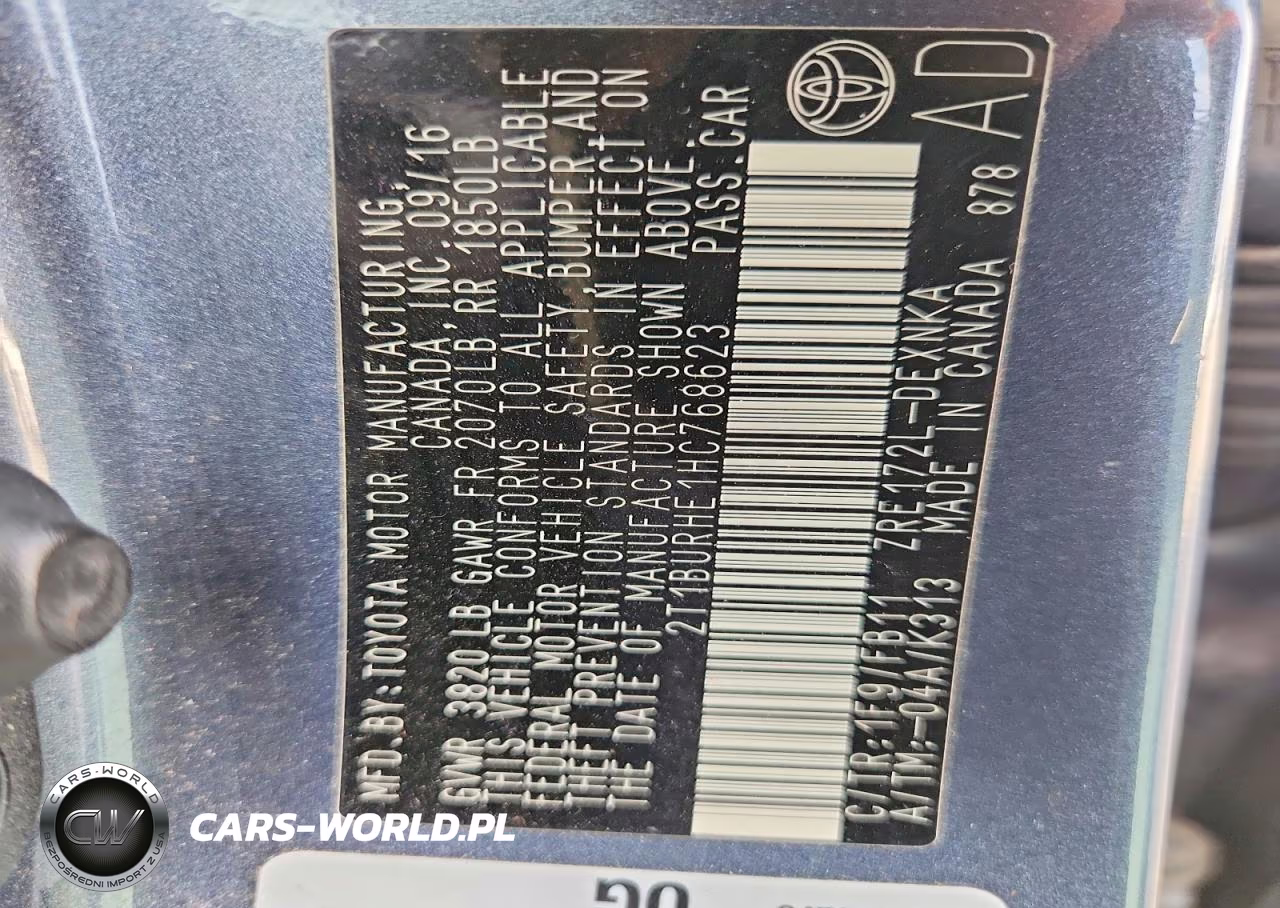 2017 Toyota Corolla Le VIN:2T1BURHE1HC768623 - 12