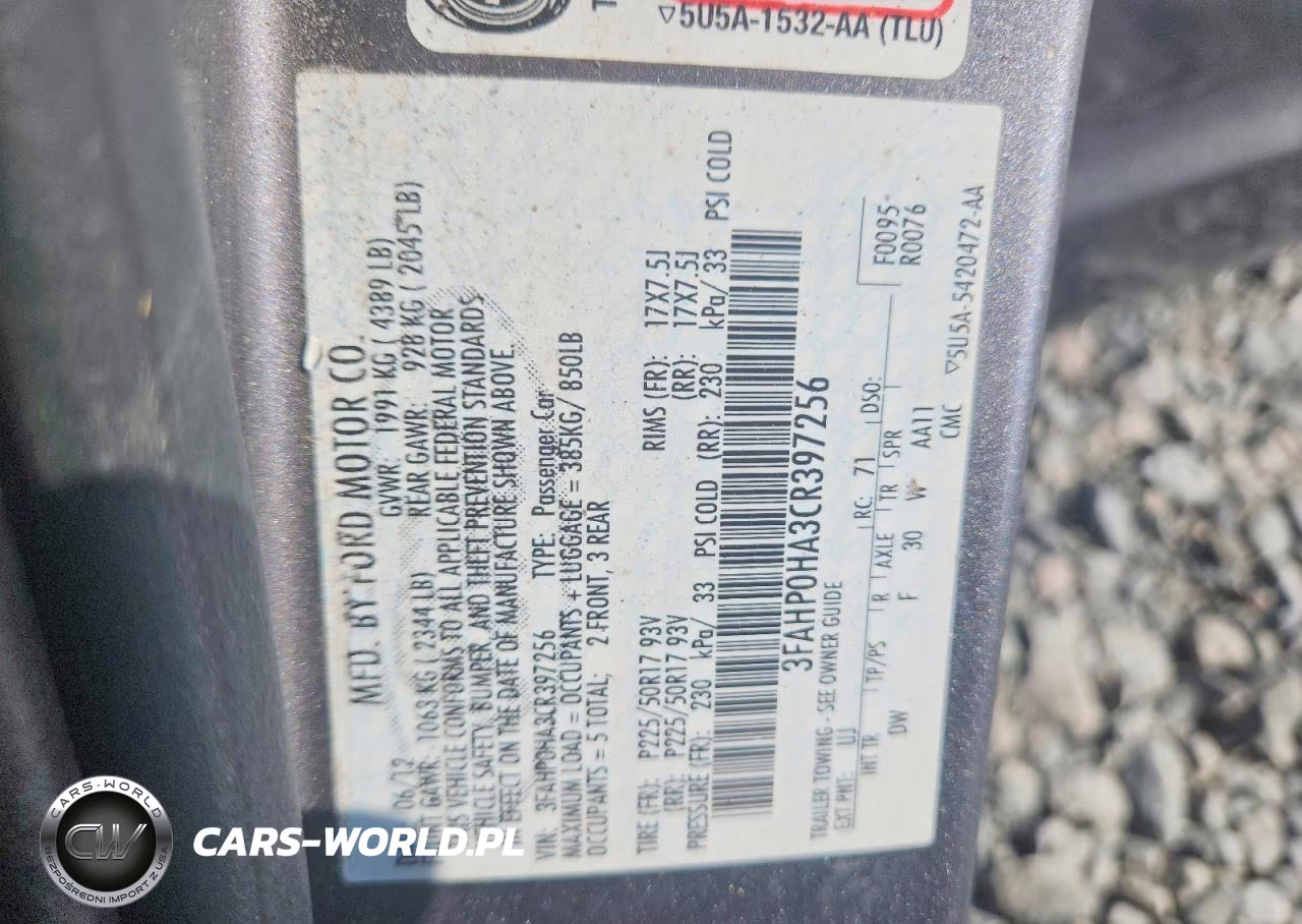 2012 Ford Fusion Se VIN:3FAHP0HA3CR397256 - 12
