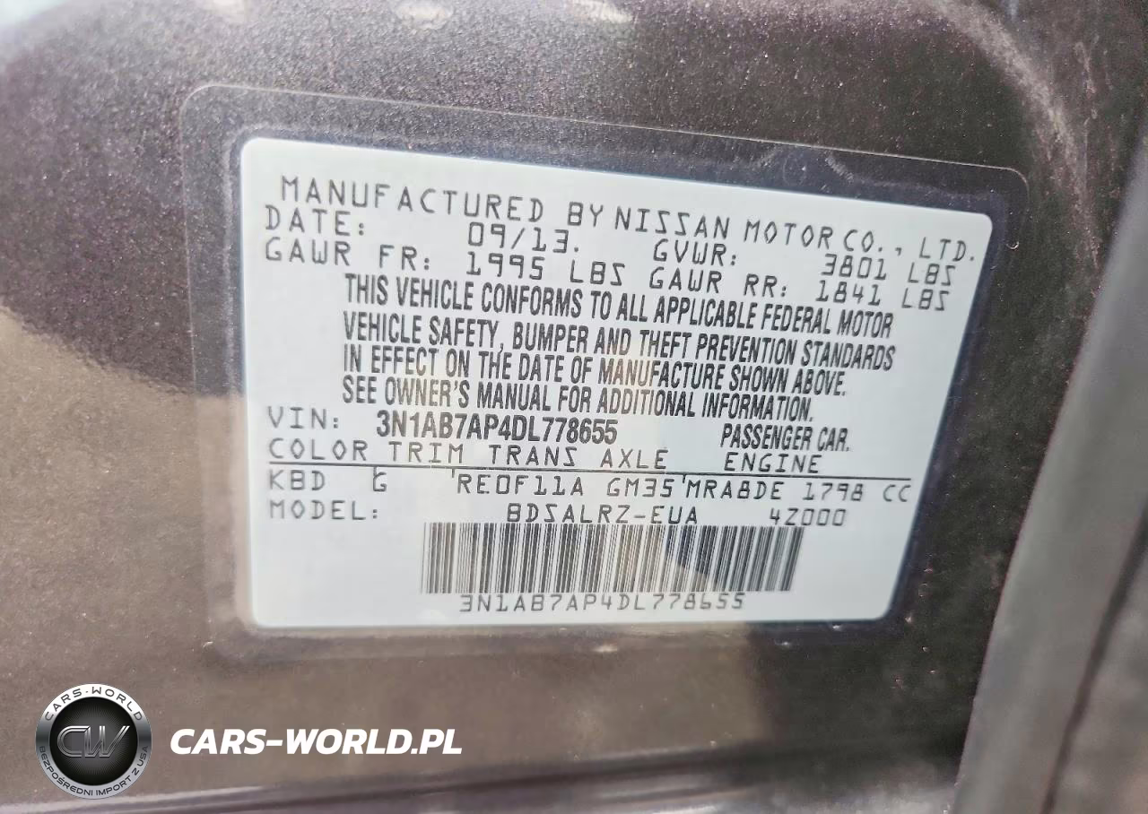 2013 Nissan Sentra S VIN:3N1AB7AP4DL778655 - 13