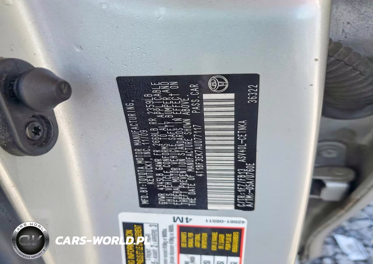 2010 Toyota Camry Base VIN:4T1BF3EK7AU077117 - 12