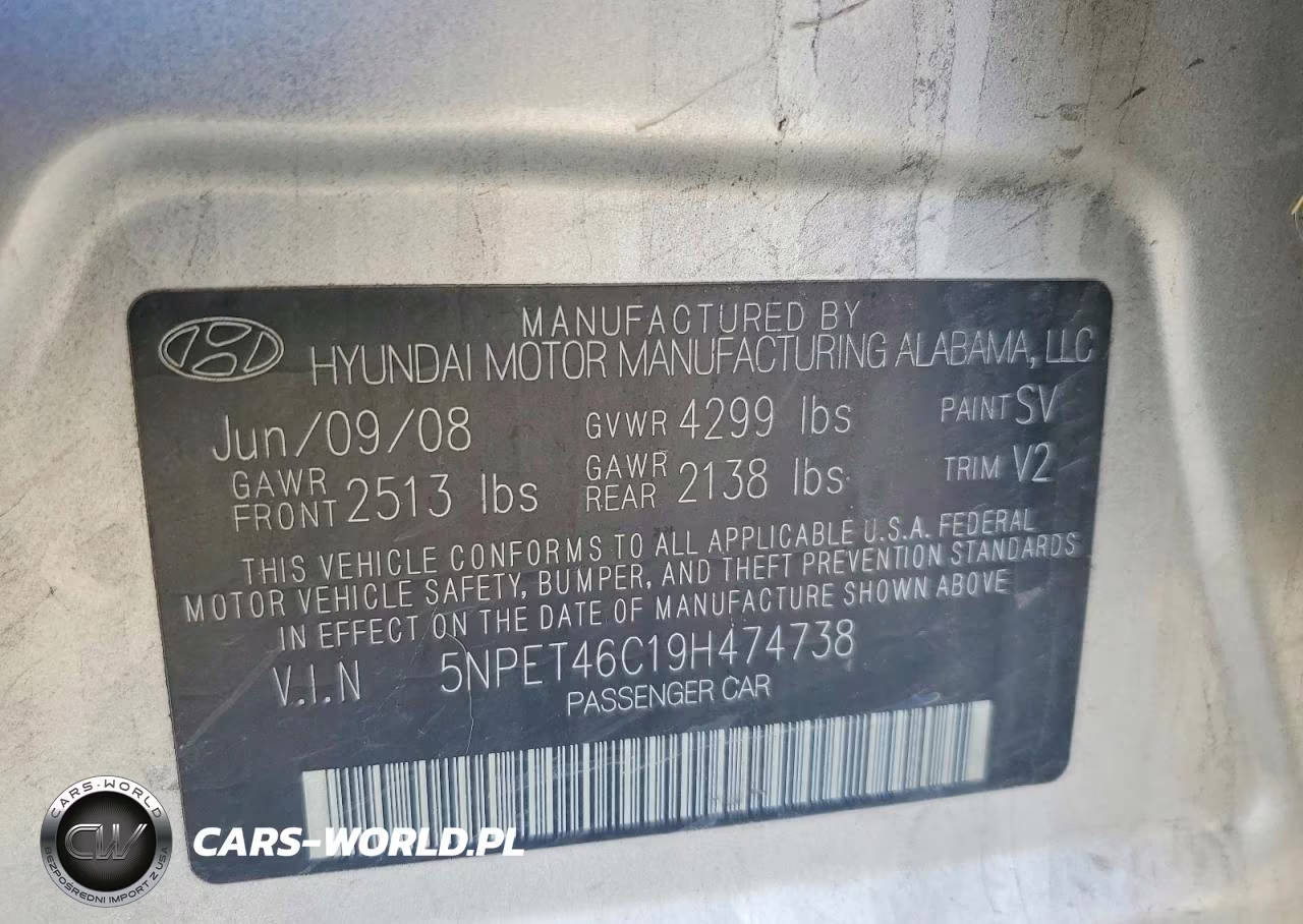 2009 Hyundai Sonata Gls VIN:5NPET46C19H474738 - 13