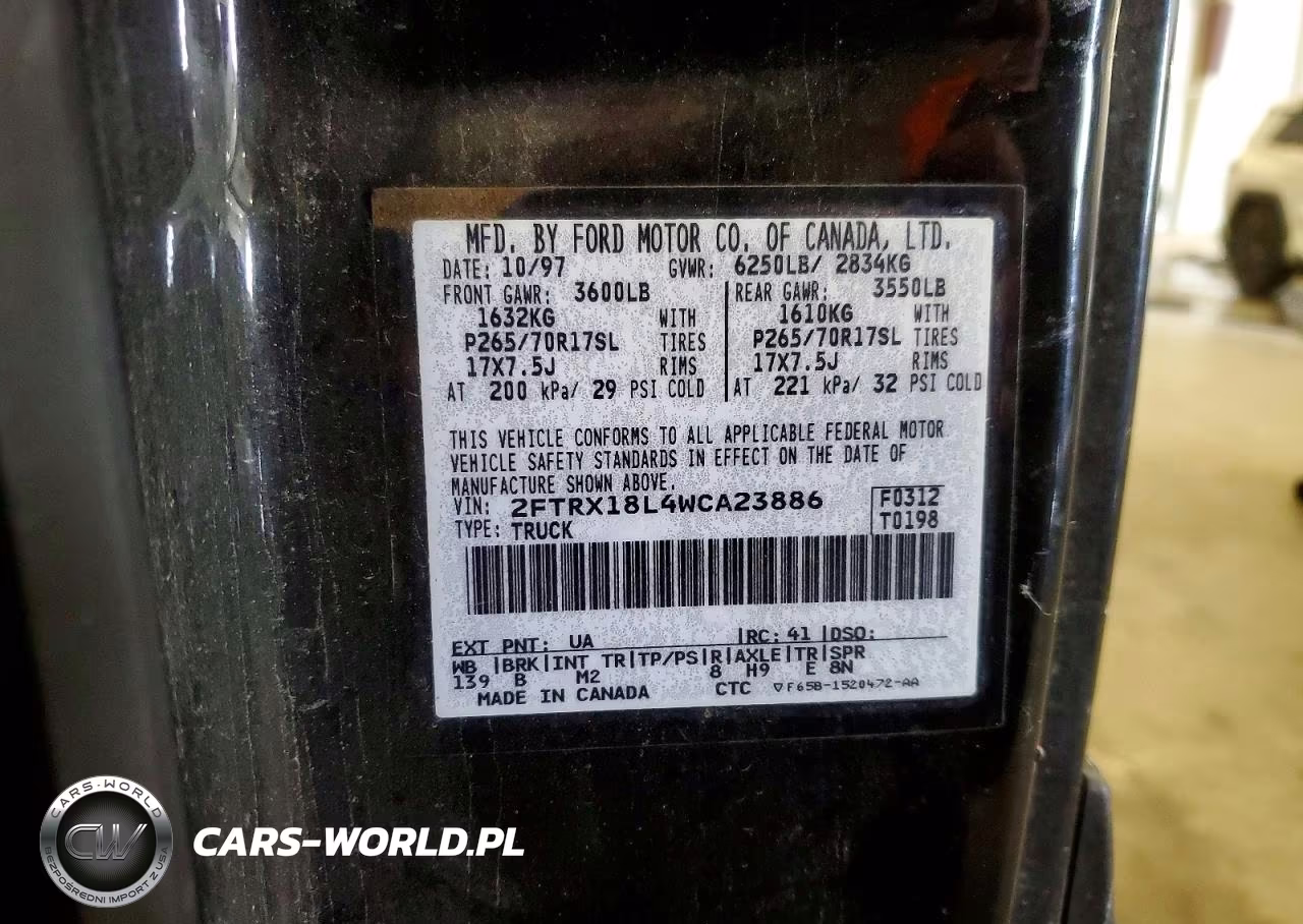 1998 Ford F150 VIN:2FTRX18L4WCA23886 - 12