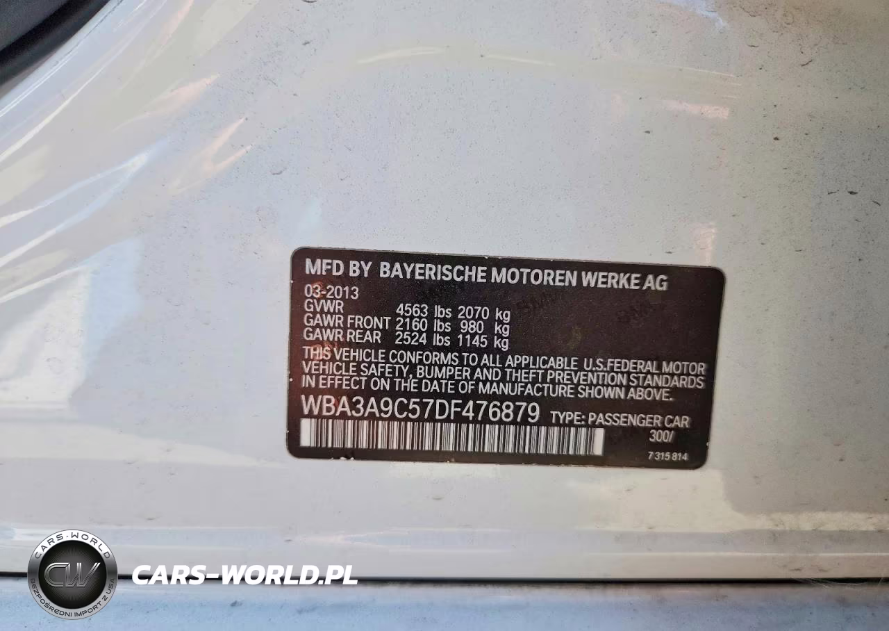 2013 BMW 335 I VIN:WBA3A9C57DF476879 - 12