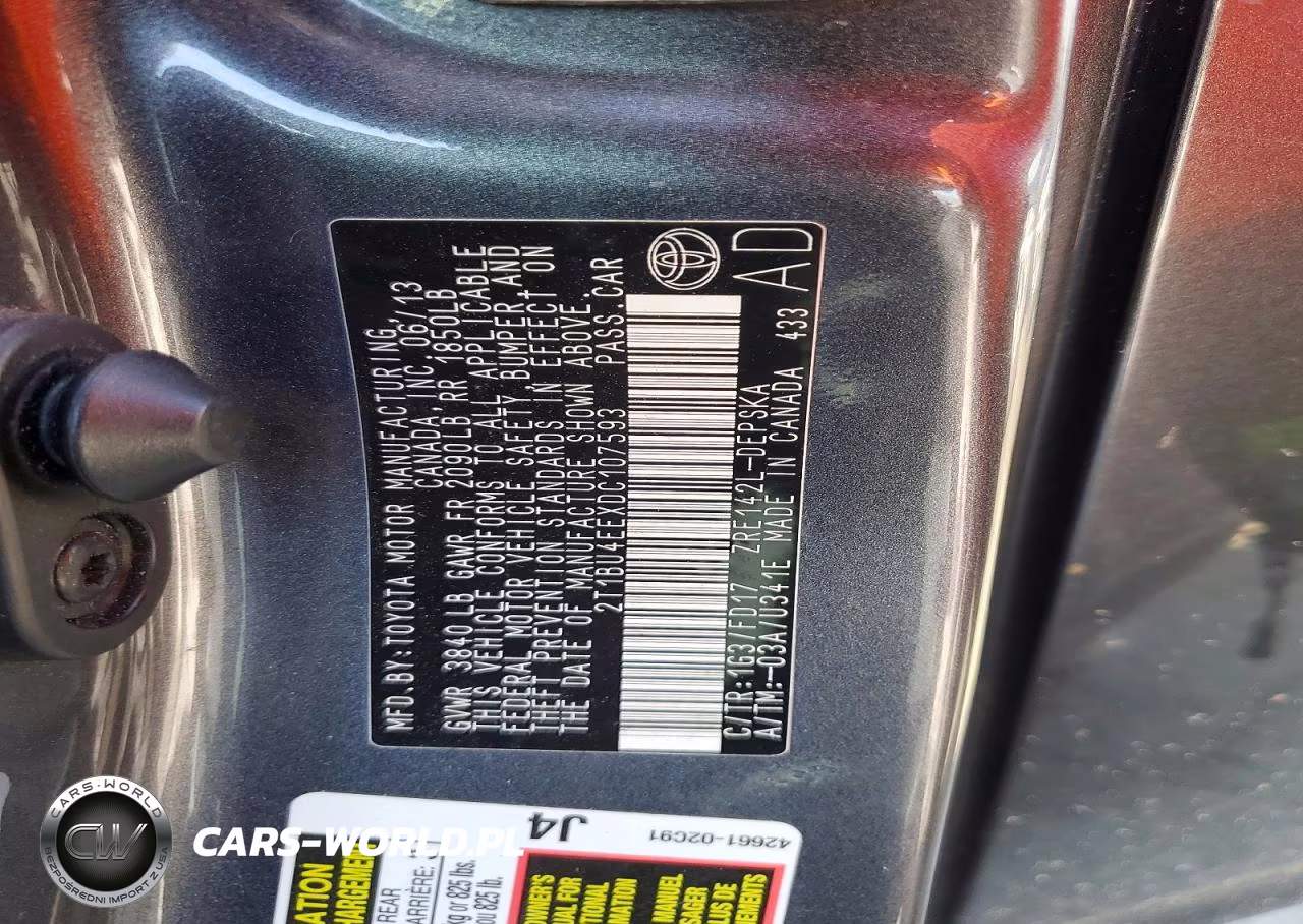 2013 Toyota Corolla S VIN:2T1BU4EEXDC107593 - 12