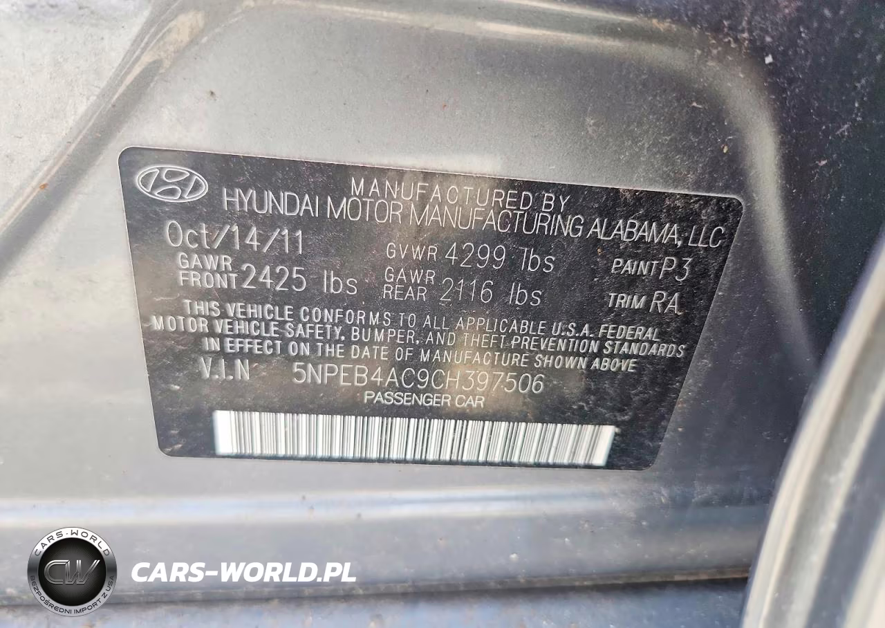 2012 Hyundai Sonata Gls VIN:5NPEB4AC9CH397506 - 12