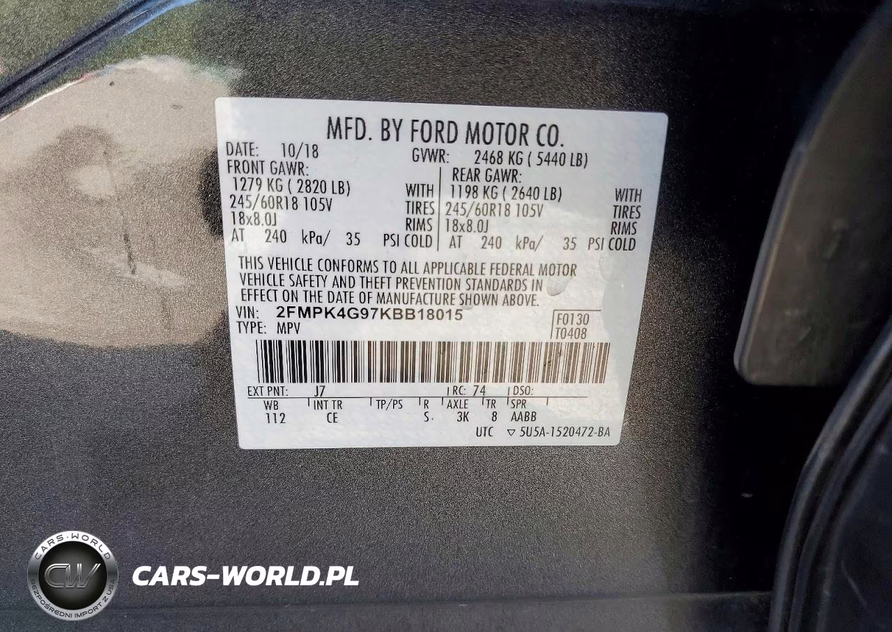 2019 Ford Edge Se VIN:2FMPK4G97KBB18015 - 14