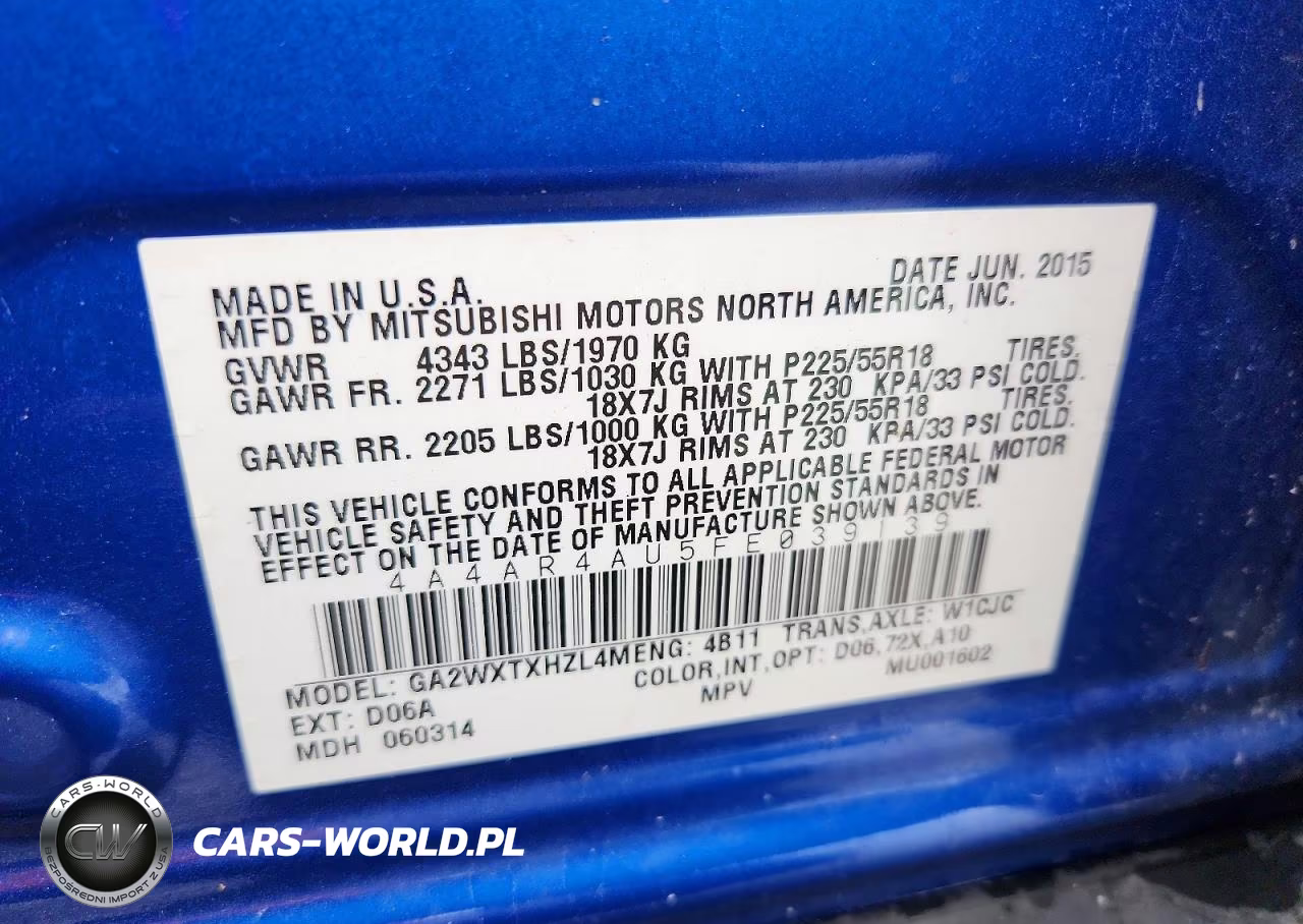2015 Mitsubishi Outlander Sport Se VIN:4A4AR4AU5FE039139 - 14