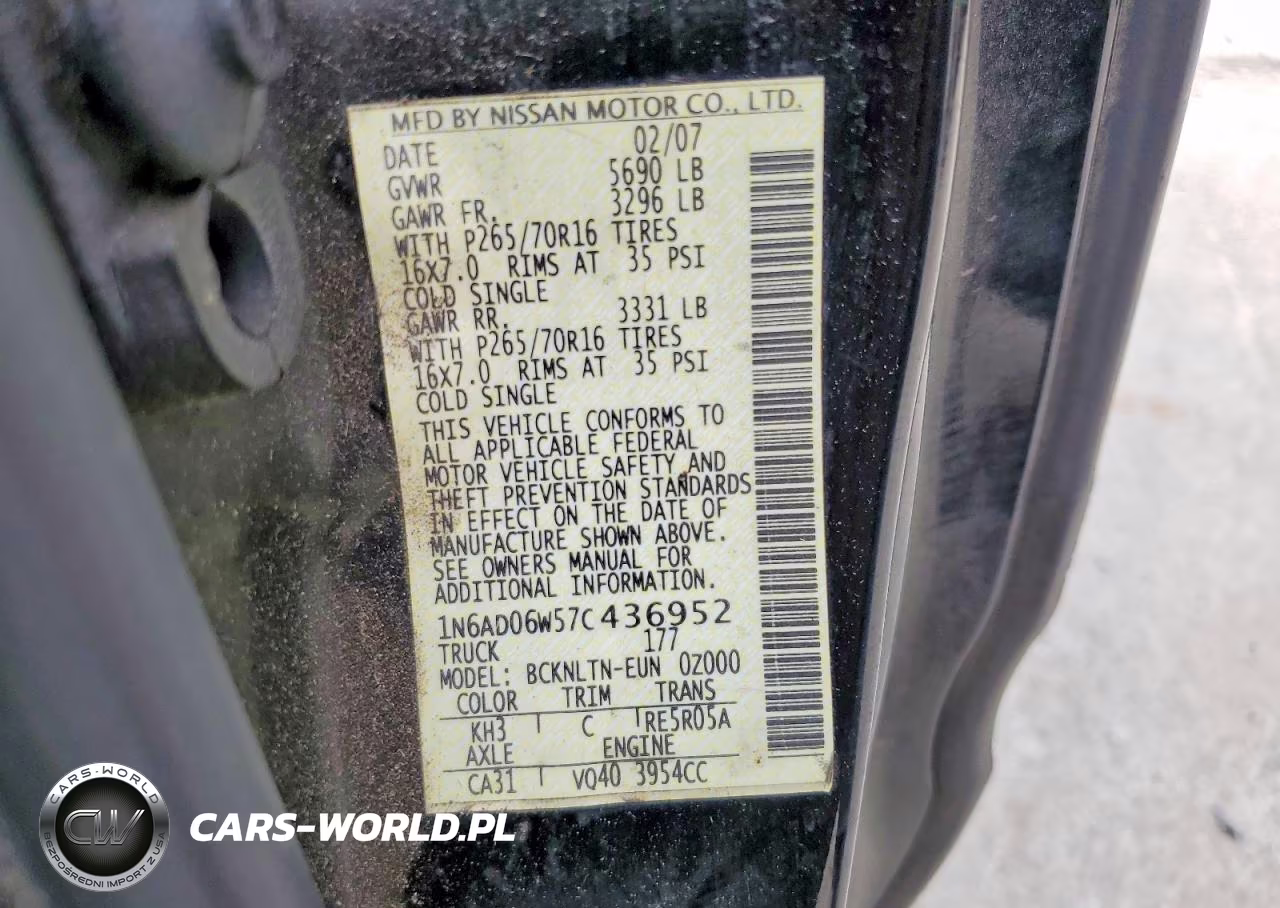 2007 Nissan Frontier Se VIN:1N6AD06W57C436952 - 12