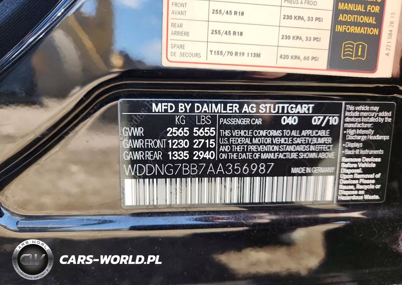 2010 Mercedes-Benz S 550 VIN:WDDNG7BB7AA356987 - 12