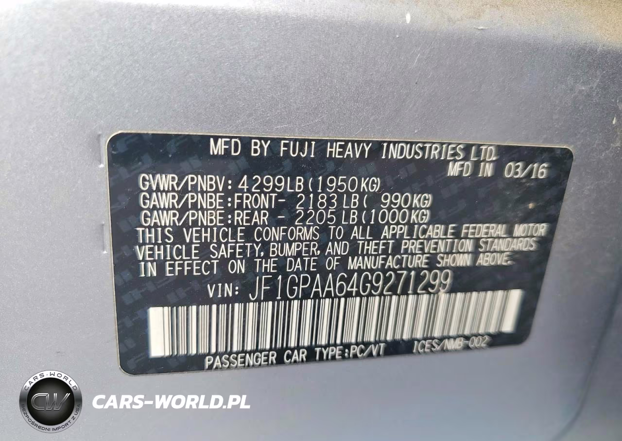 2016 Subaru Impreza VIN:JF1GPAA64G9271299 - 13