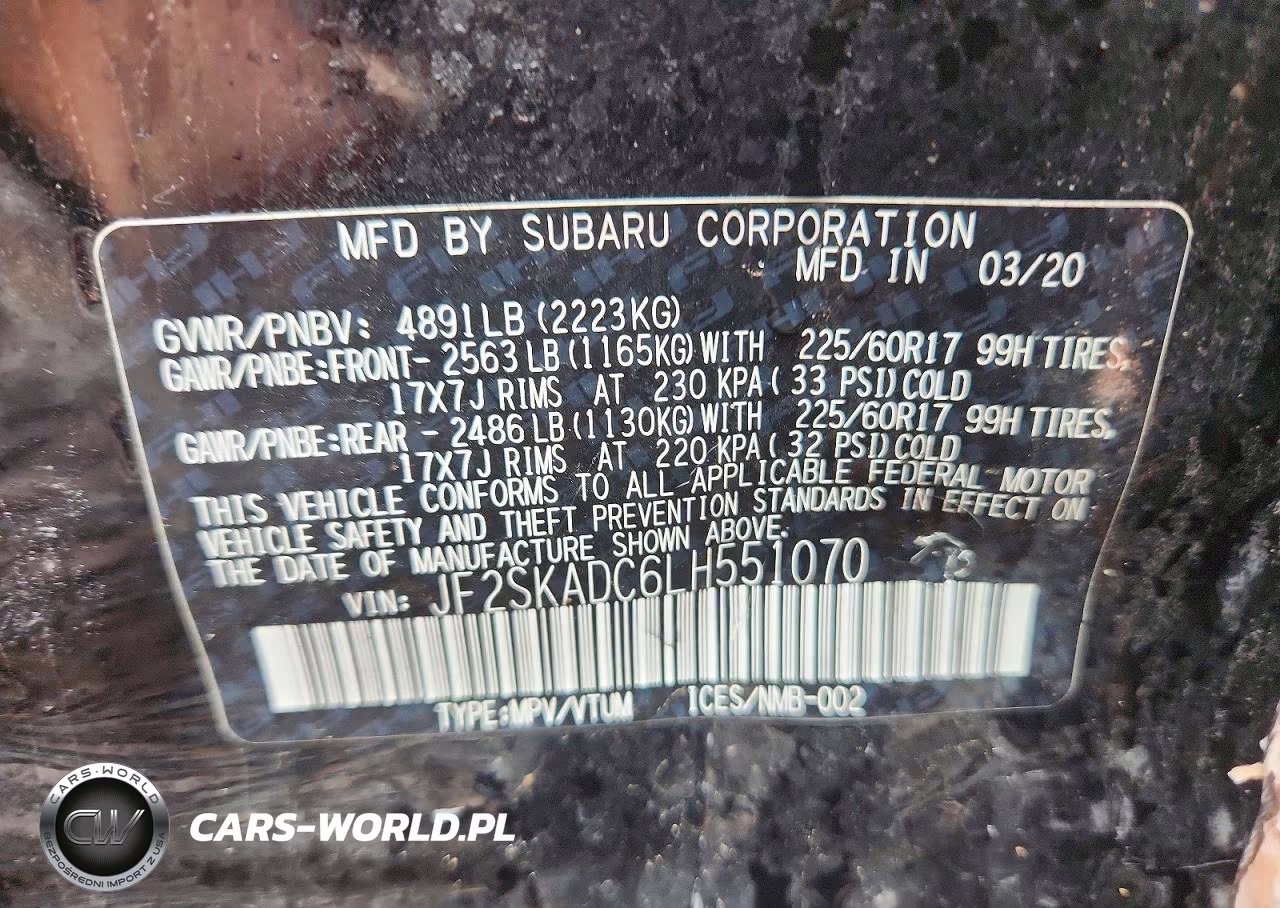 2020 Subaru Forester VIN:JF2SKADC6LH551070 - 13