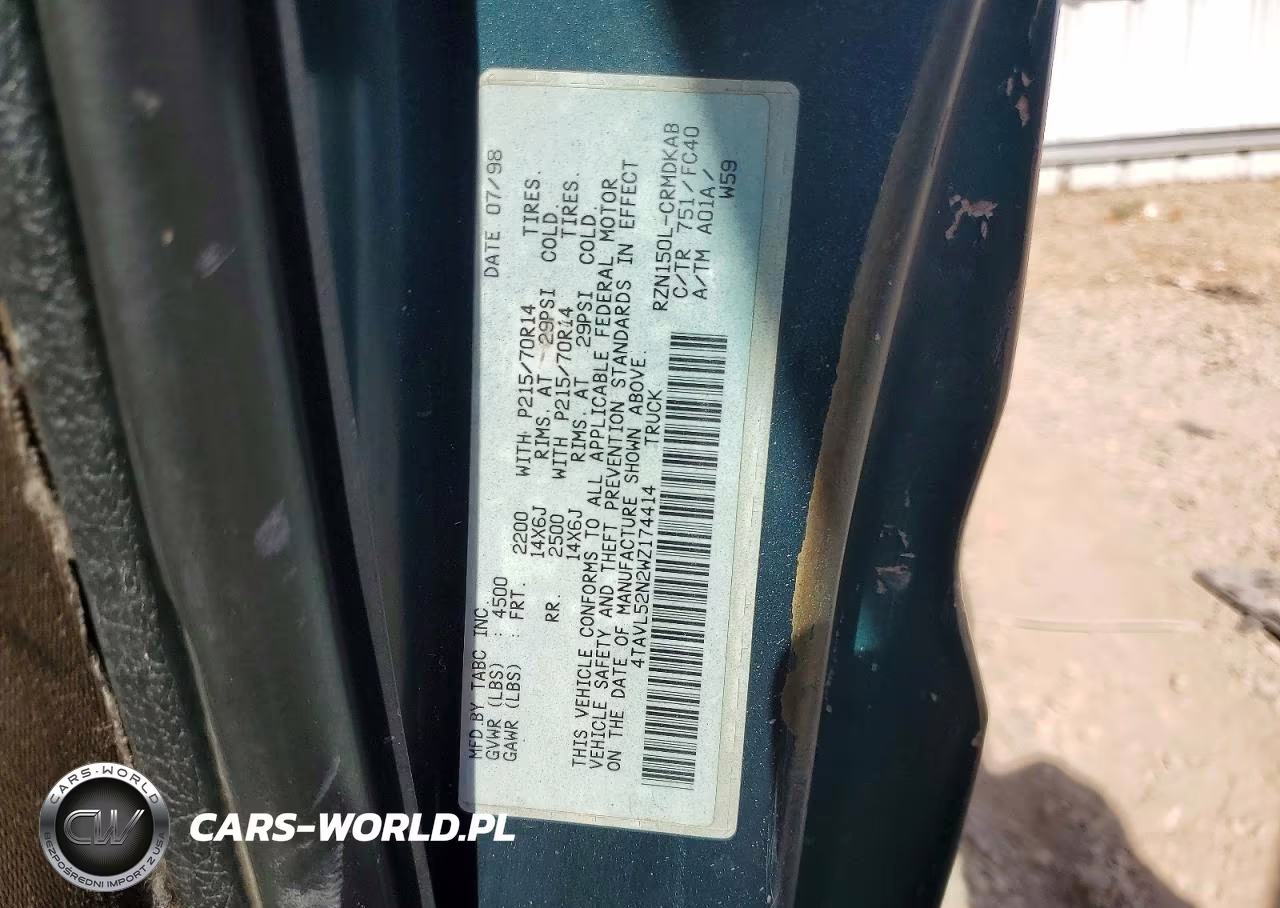 1998 Toyota Tacoma Base VIN:4TAVL52N2WZ174414 - 12