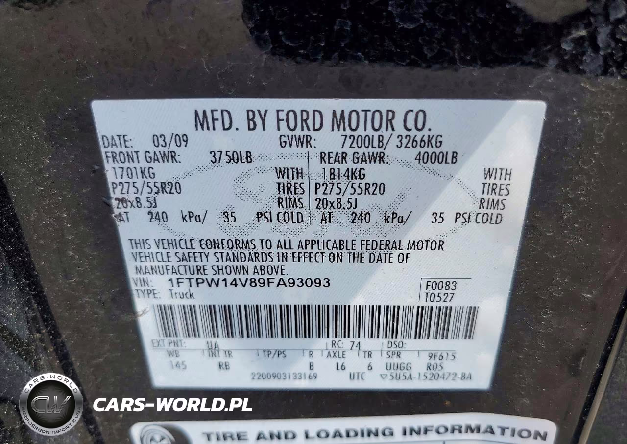 2009 Ford F150 Supercrew VIN:1FTPW14V89FA93093 - 12