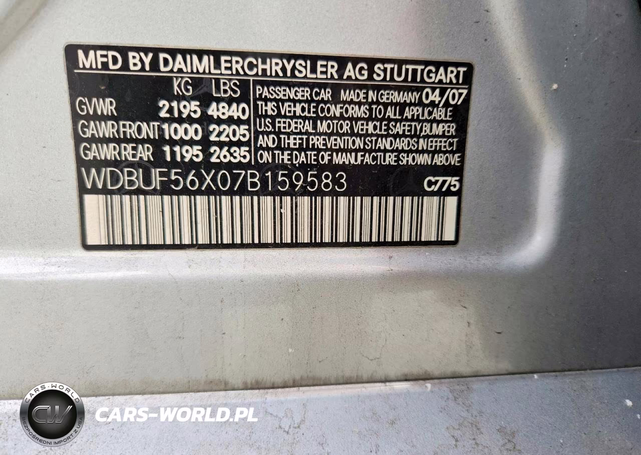 2007 Mercedes-Benz E 350 VIN:WDBUF56X07B159583 - 12