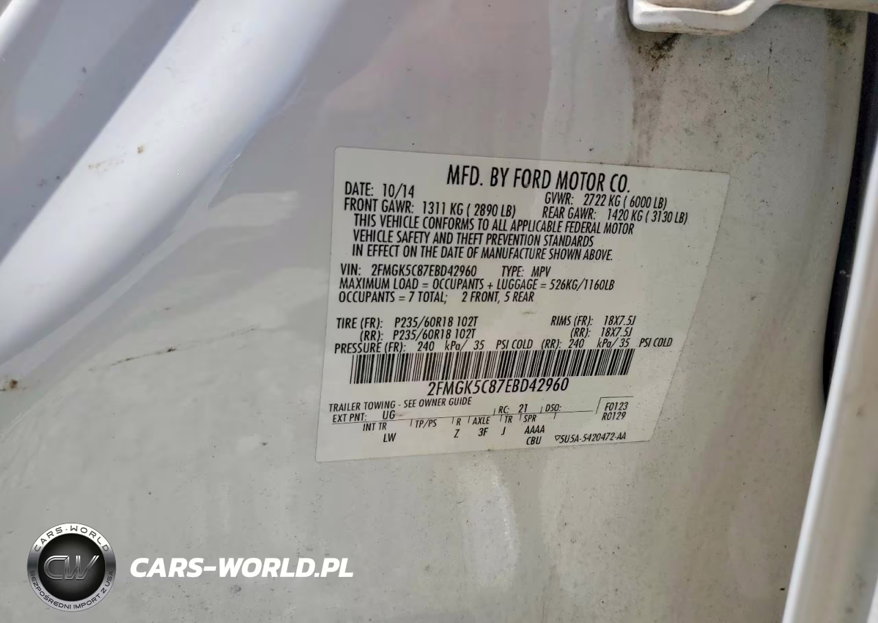 2014 Ford Flex Sel VIN:2FMGK5C87EBD42960 - 12