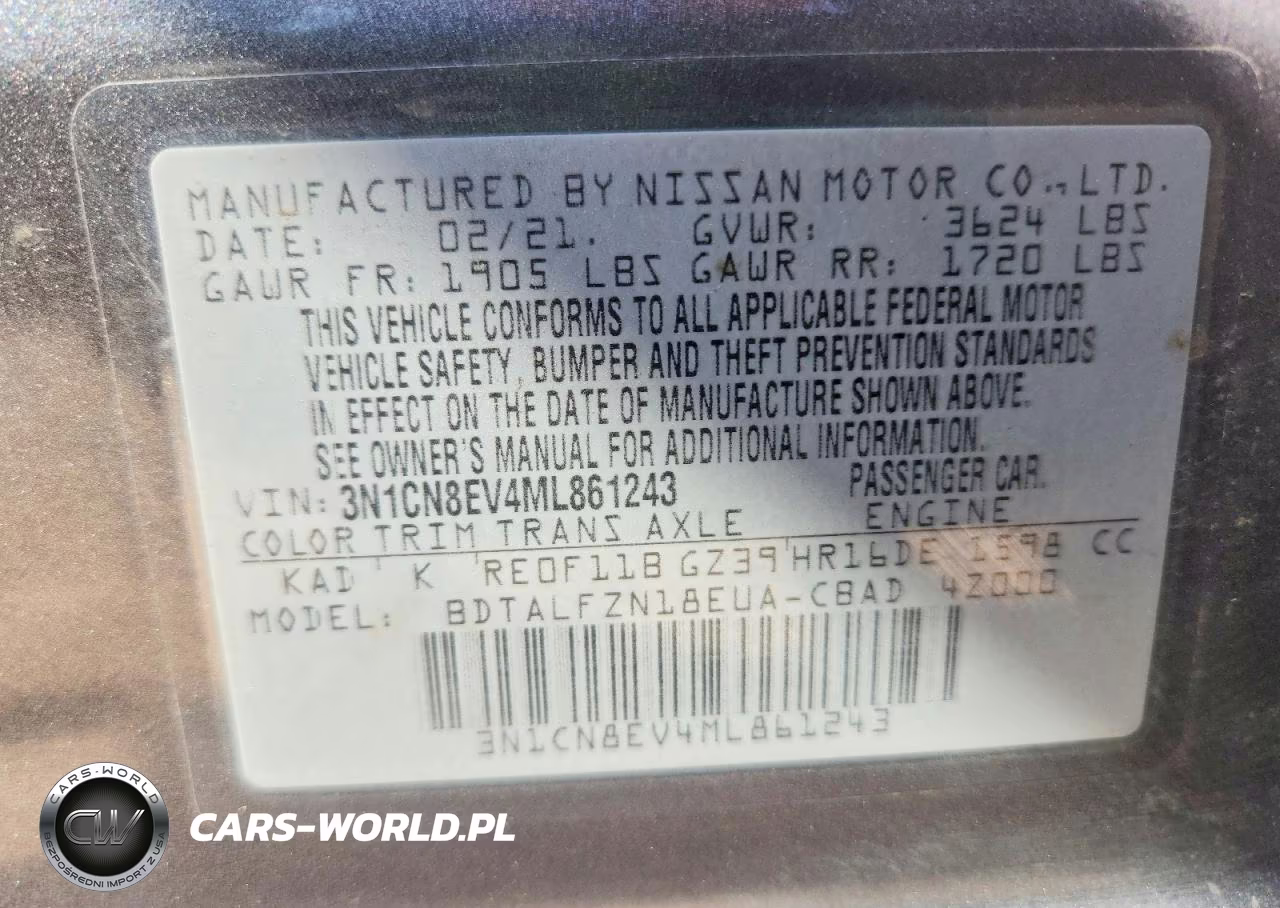 2021 Nissan Versa Sv VIN:3N1CN8EV4ML861243 - 12