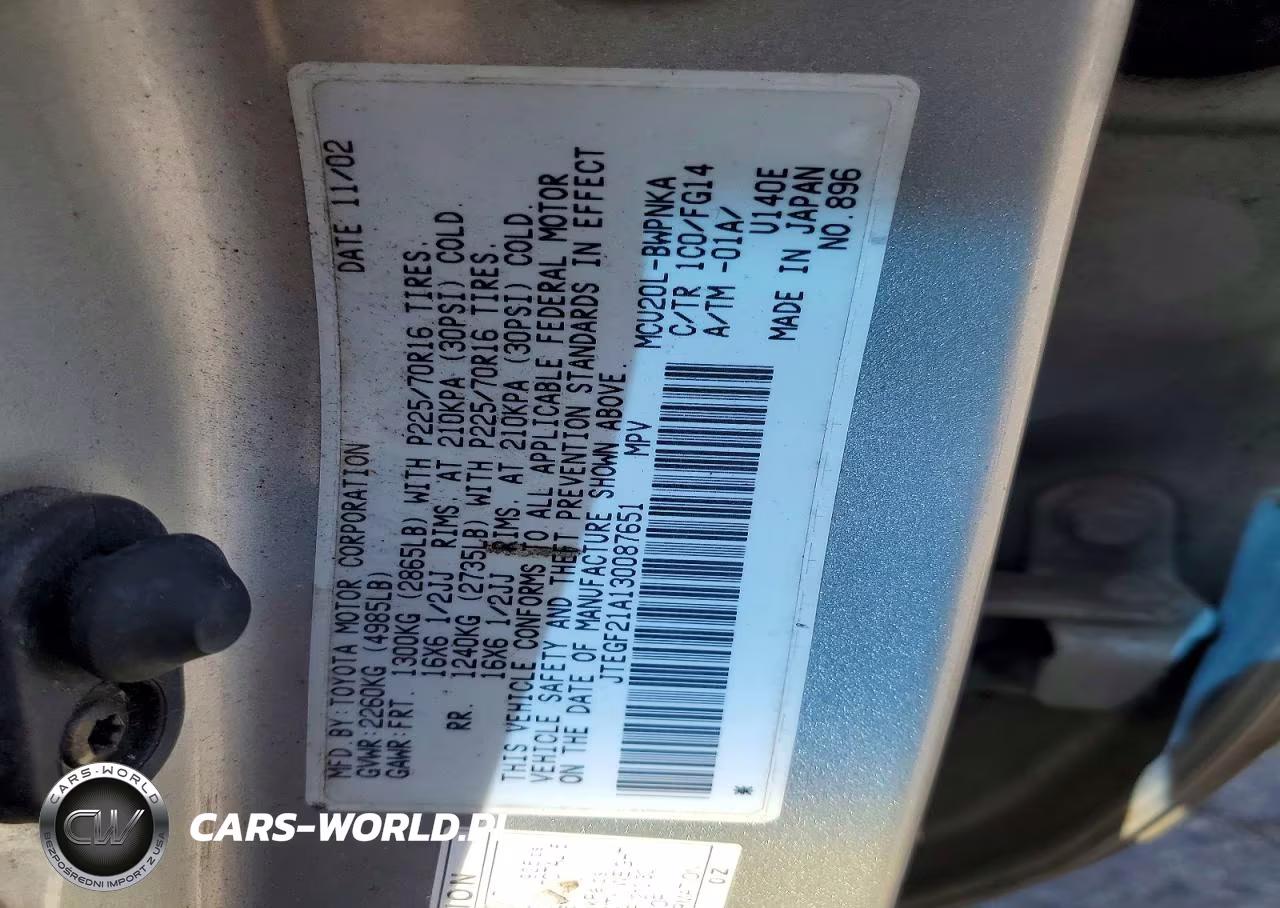 2003 Toyota Highlander Limited VIN:JTEGF21A130087651 - 13