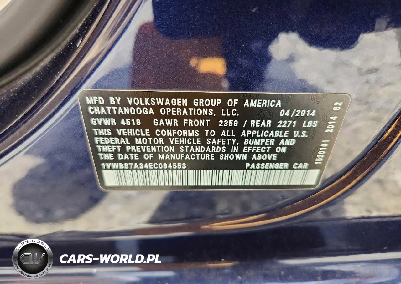 2014 Volkswagen Passat Se VIN:1VWBS7A34EC094553 - 12