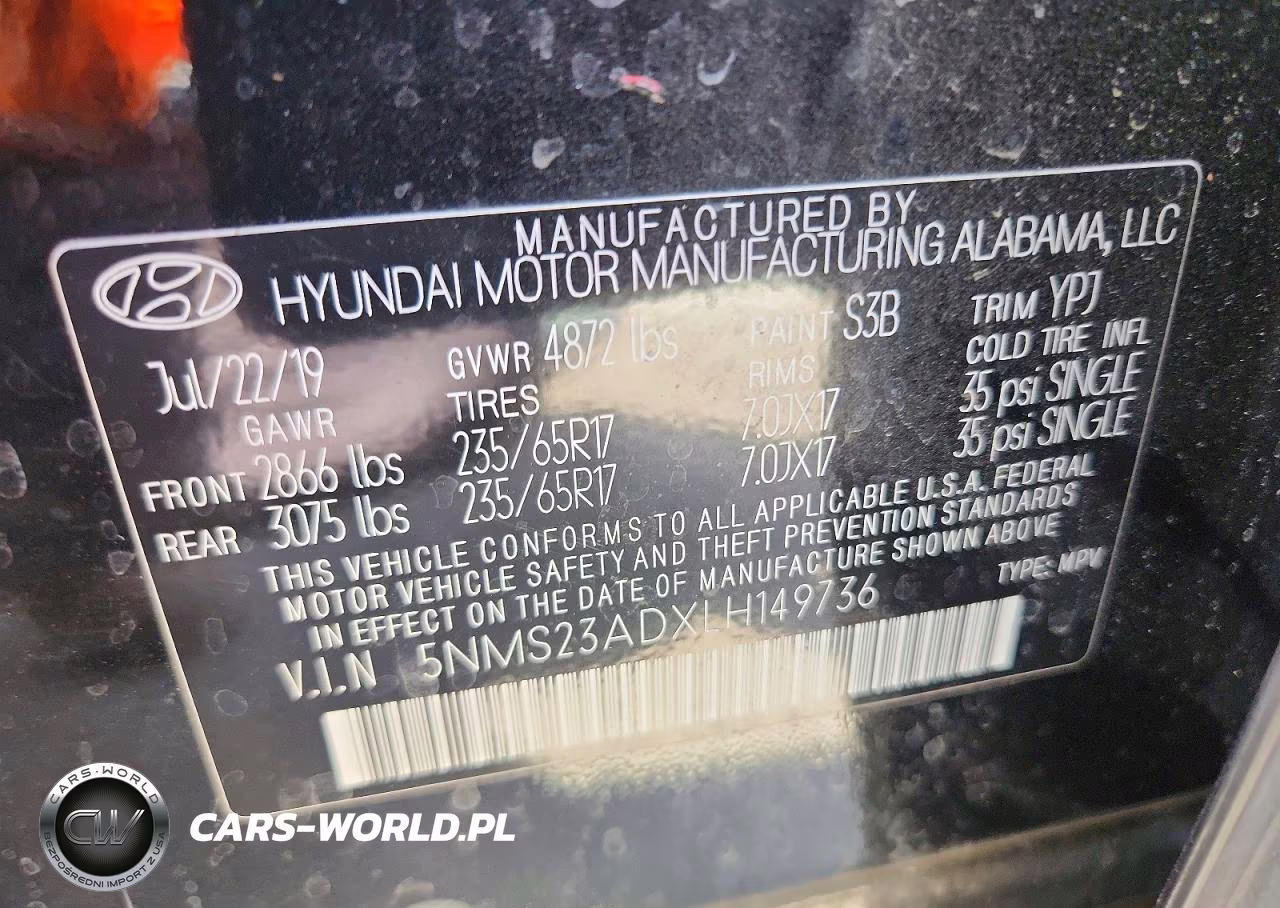 2020 Hyundai Santa Fe Se VIN:5NMS23ADXLH149736 - 13