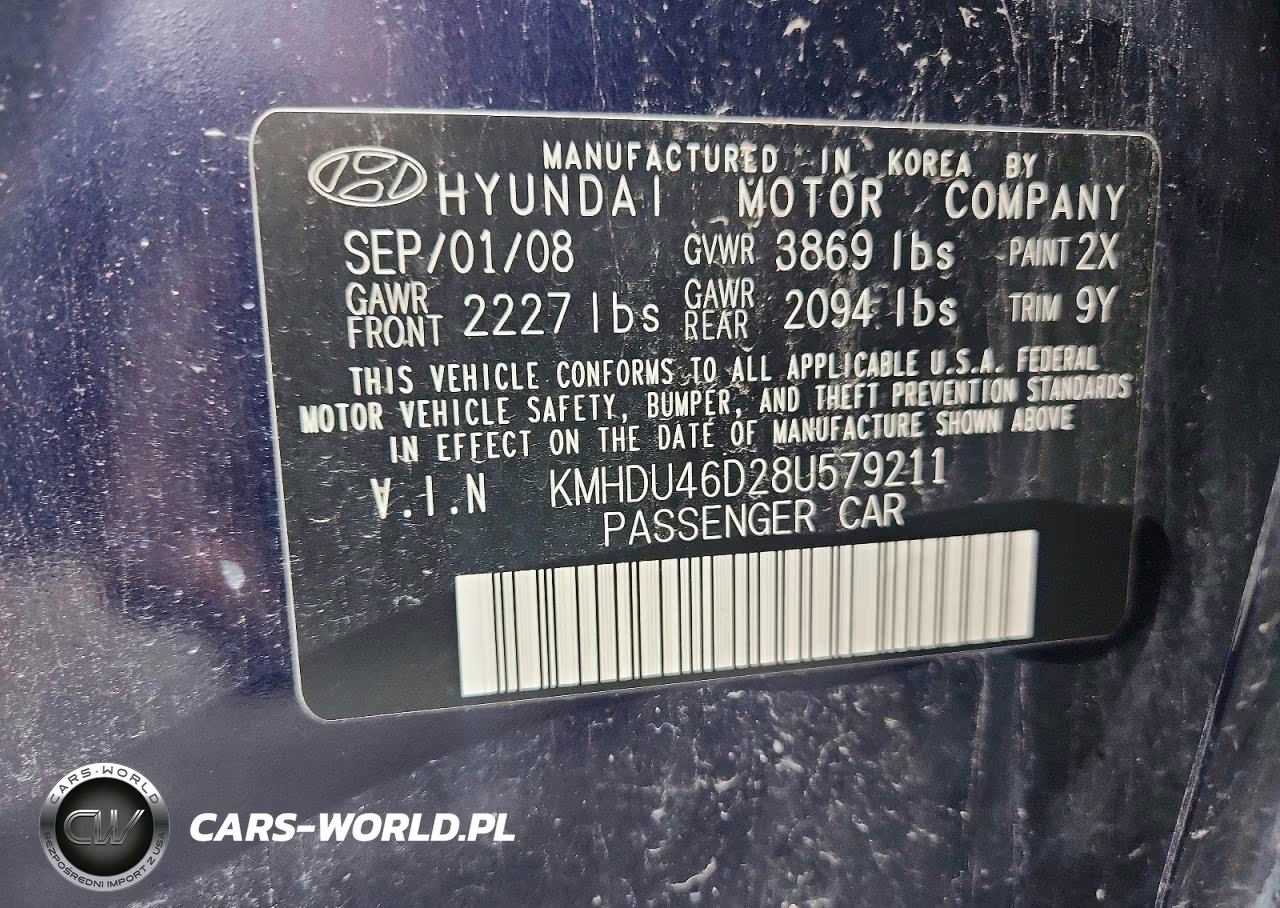 2008 Hyundai Elantra Gls VIN:KMHDU46D28U579211 - 12