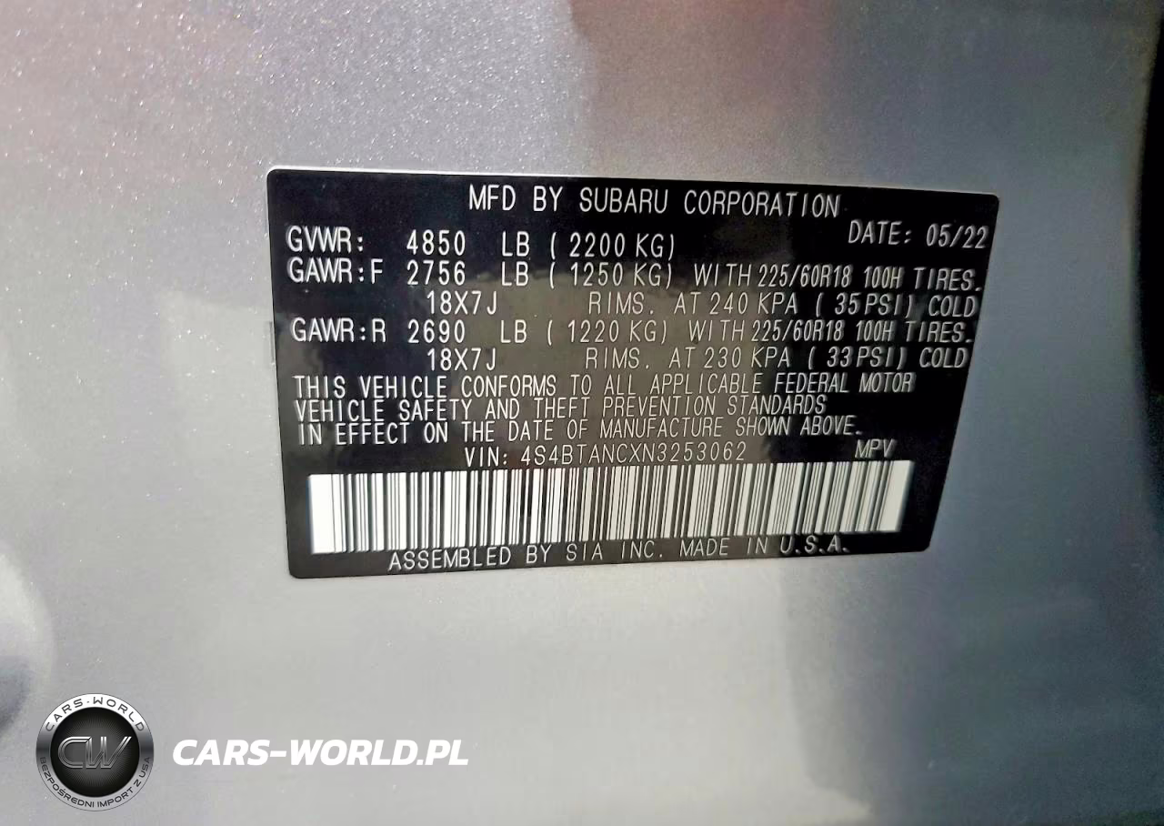 2022 Subaru Outback Limited VIN:4S4BTANCXN3253062 - 14
