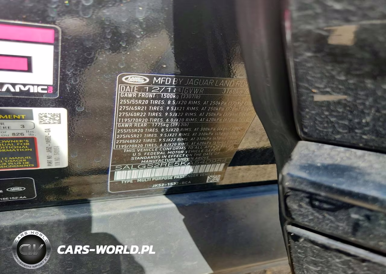 2019 Land Rover Range Rover Supercharged VIN:SALGS2RE5KA540954 - 13