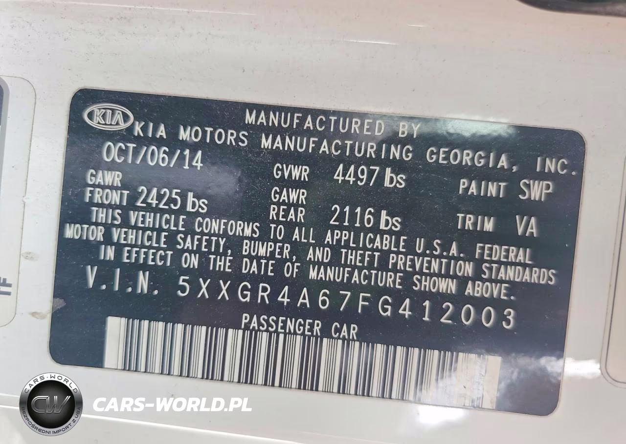 2015 Kia Optima Sx VIN:5XXGR4A67FG412003 - 12