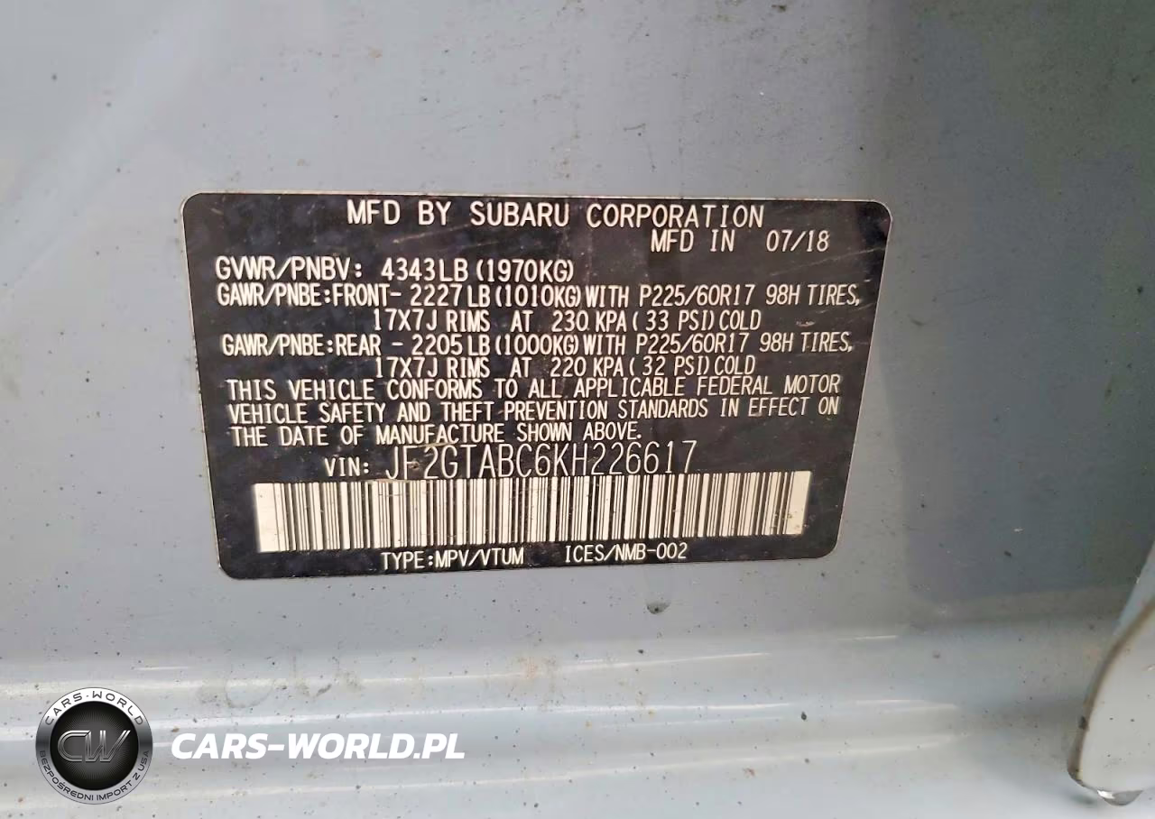 2019 Subaru Crosstrek VIN:JF2GTABC6KH226617 - 13