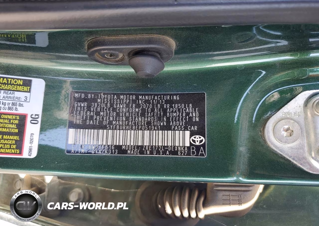2014 Toyota Corolla Le VIN:5YFBURHE8EP051941 - 12