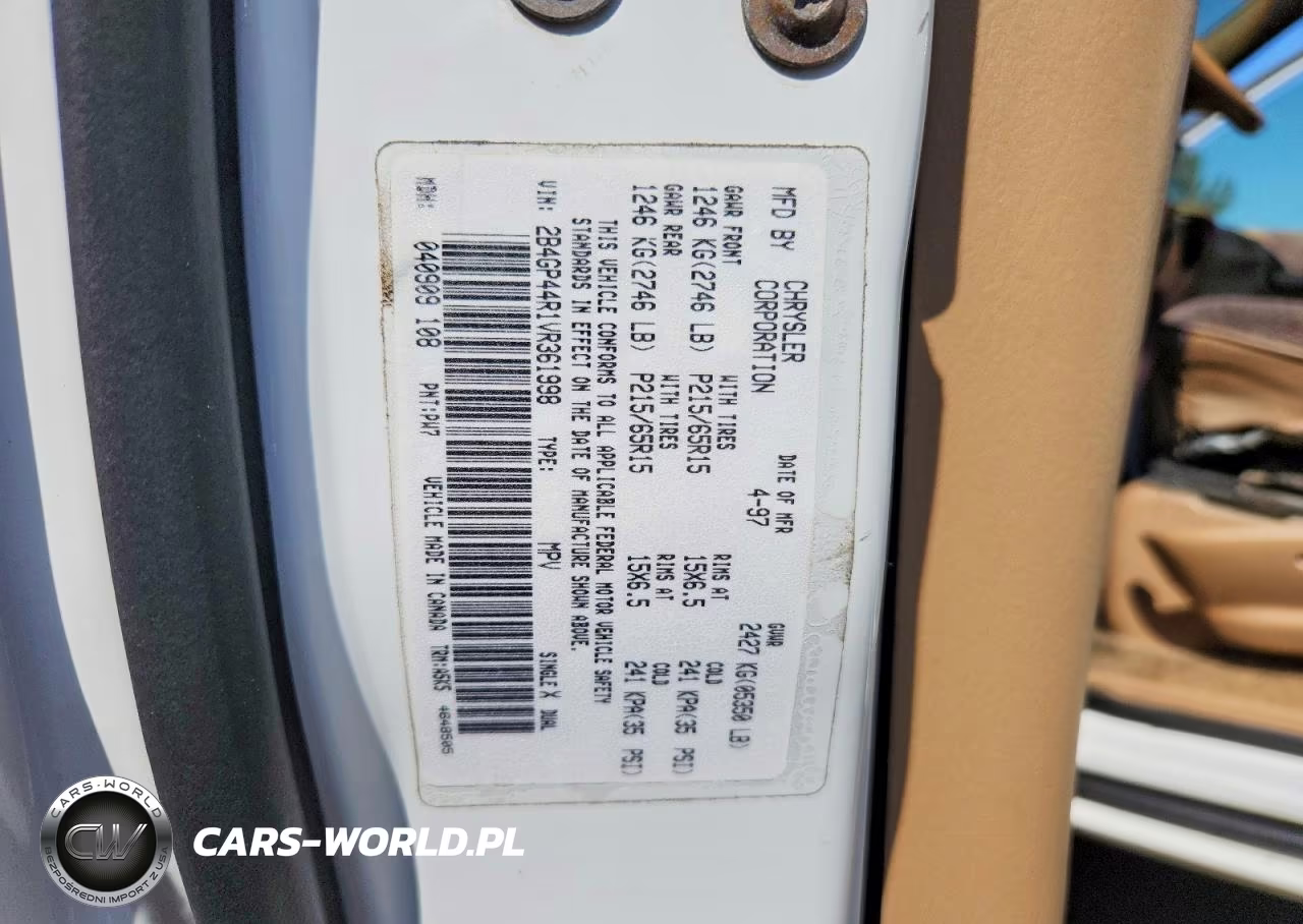 1997 Dodge Grand Caravan Se VIN:2B4GP44R1VR361998 - 13