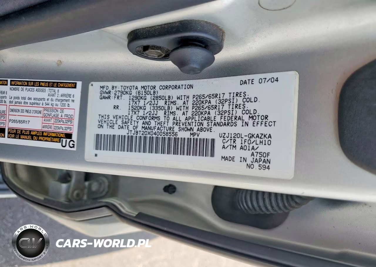 2004 Lexus Gx 470 VIN:JTJBT20X040058556 - 13