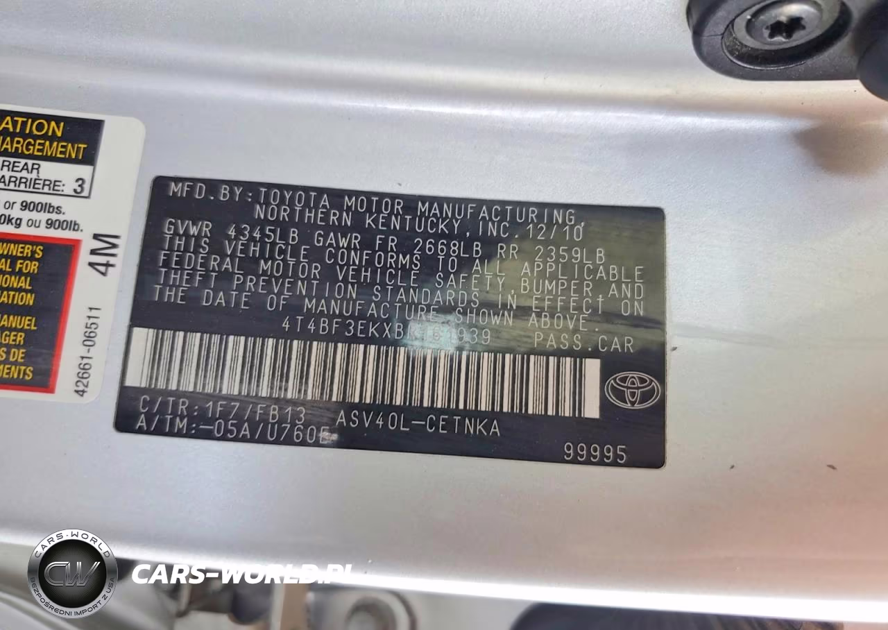 2011 Toyota Camry Le VIN:4T4BF3EKXBR161939 - 12