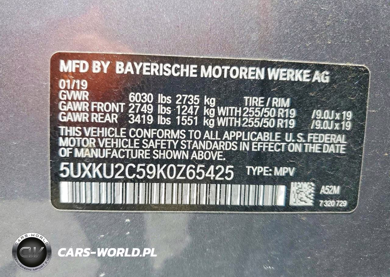 2019 BMW X6 xDrive35I VIN:5UXKU2C59K0Z65425 - 13