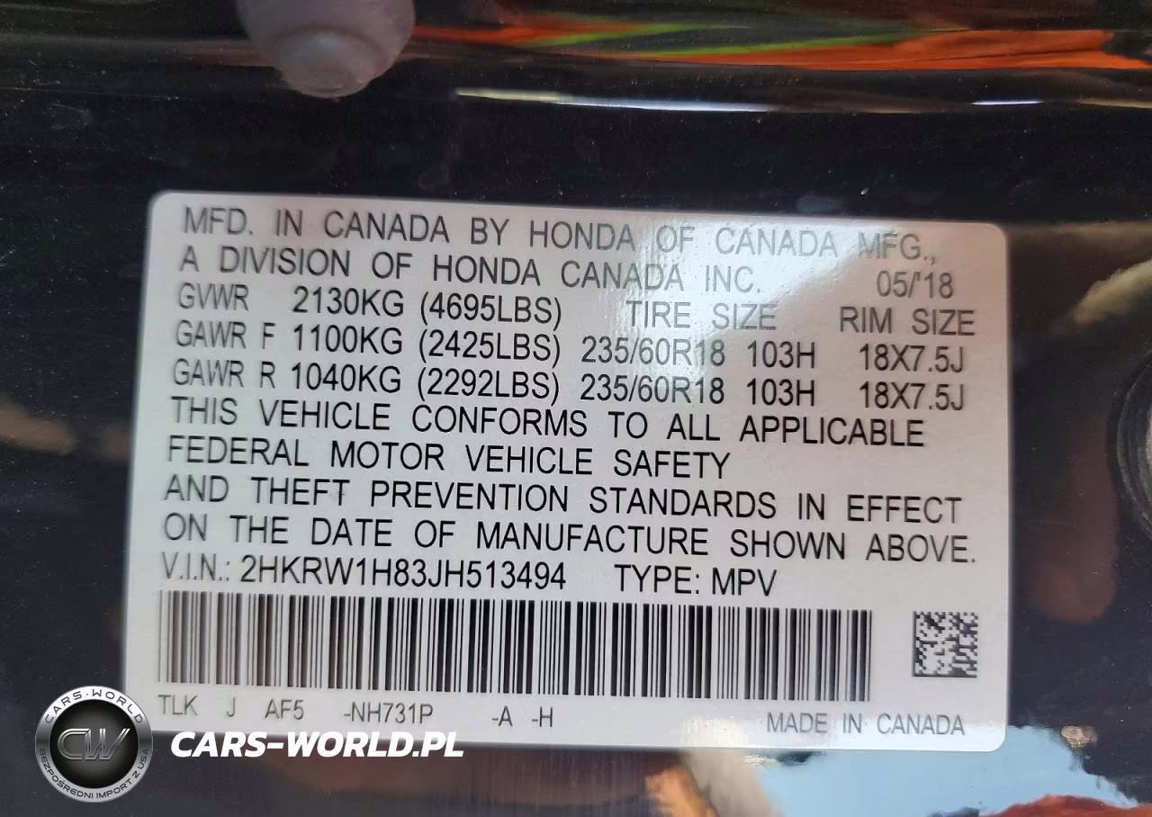 2018 Honda Cr-V Exl VIN:2HKRW1H83JH513494 - 13