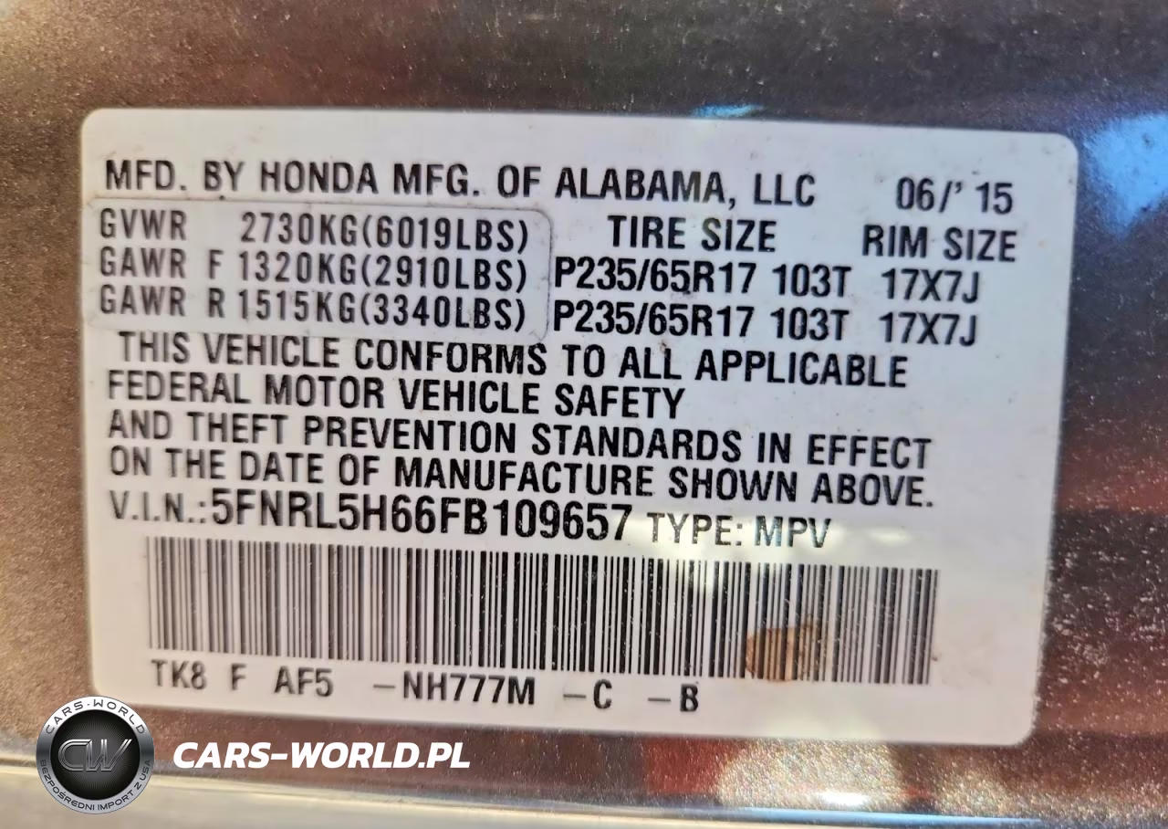 2015 Honda Odyssey Exl VIN:5FNRL5H66FB109657 - 13