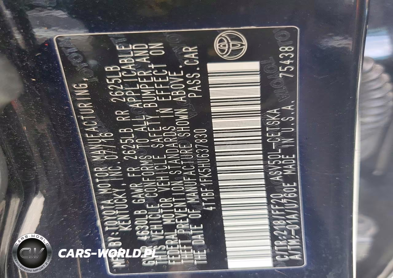 2017 Toyota Camry Se VIN:4T1BF1FK5HU637830 - 12