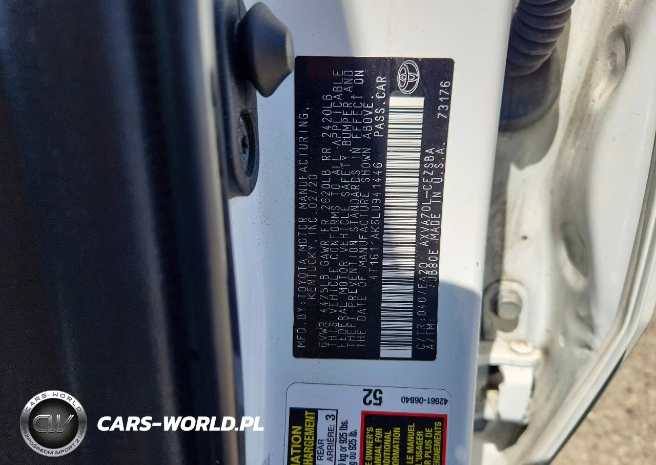 2020 Toyota Camry Se VIN:4T1G11AK6LU941446 - 12