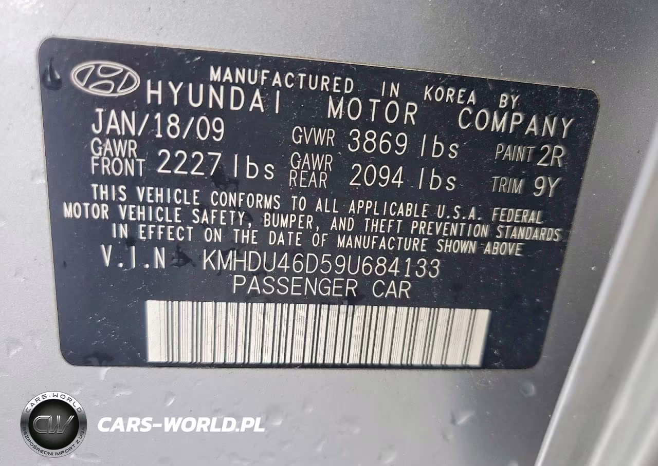 2009 Hyundai Elantra Gls VIN:KMHDU46D59U684133 - 12