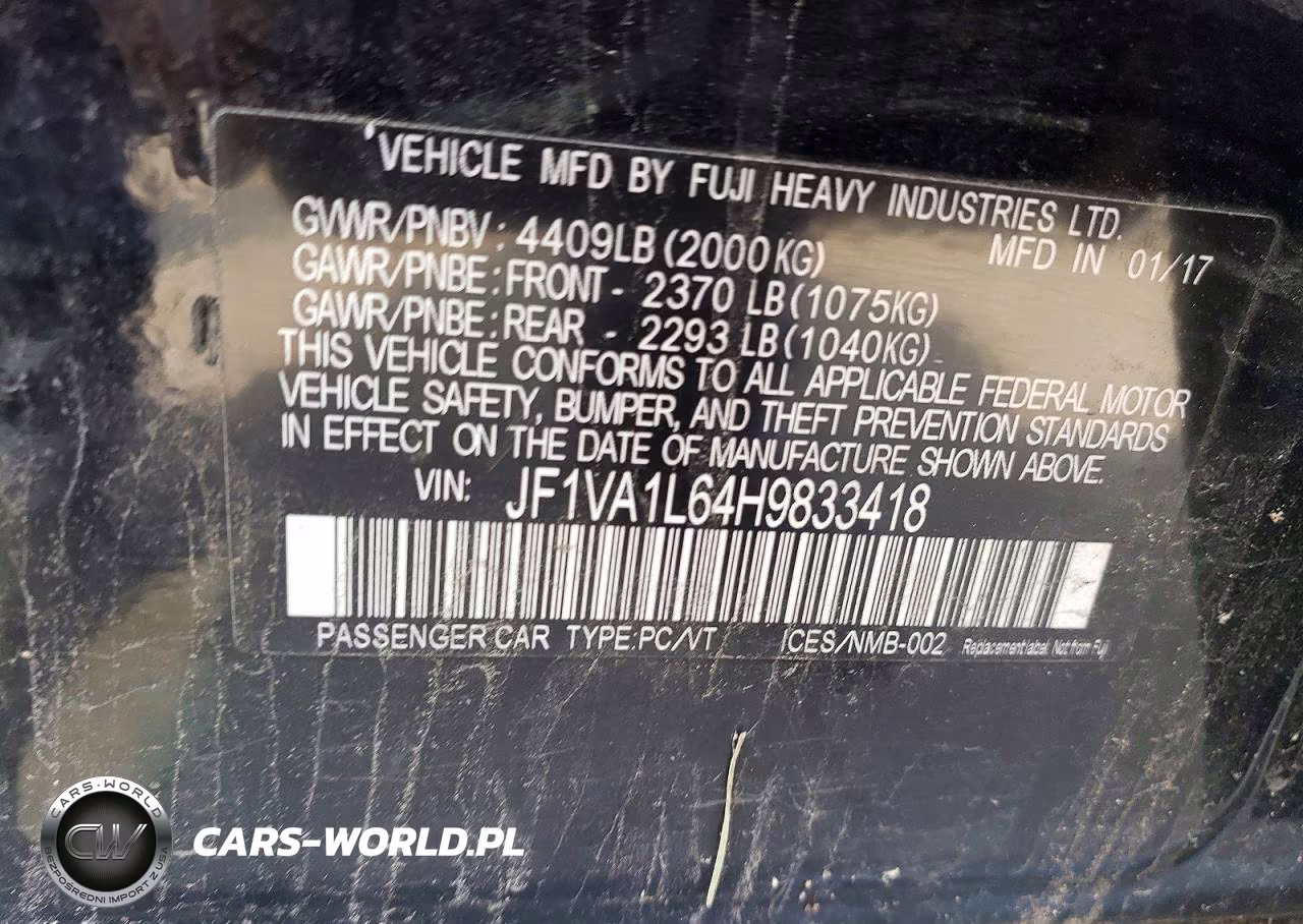 2017 Subaru Wrx Limited VIN:JF1VA1L64H9833418 - 12