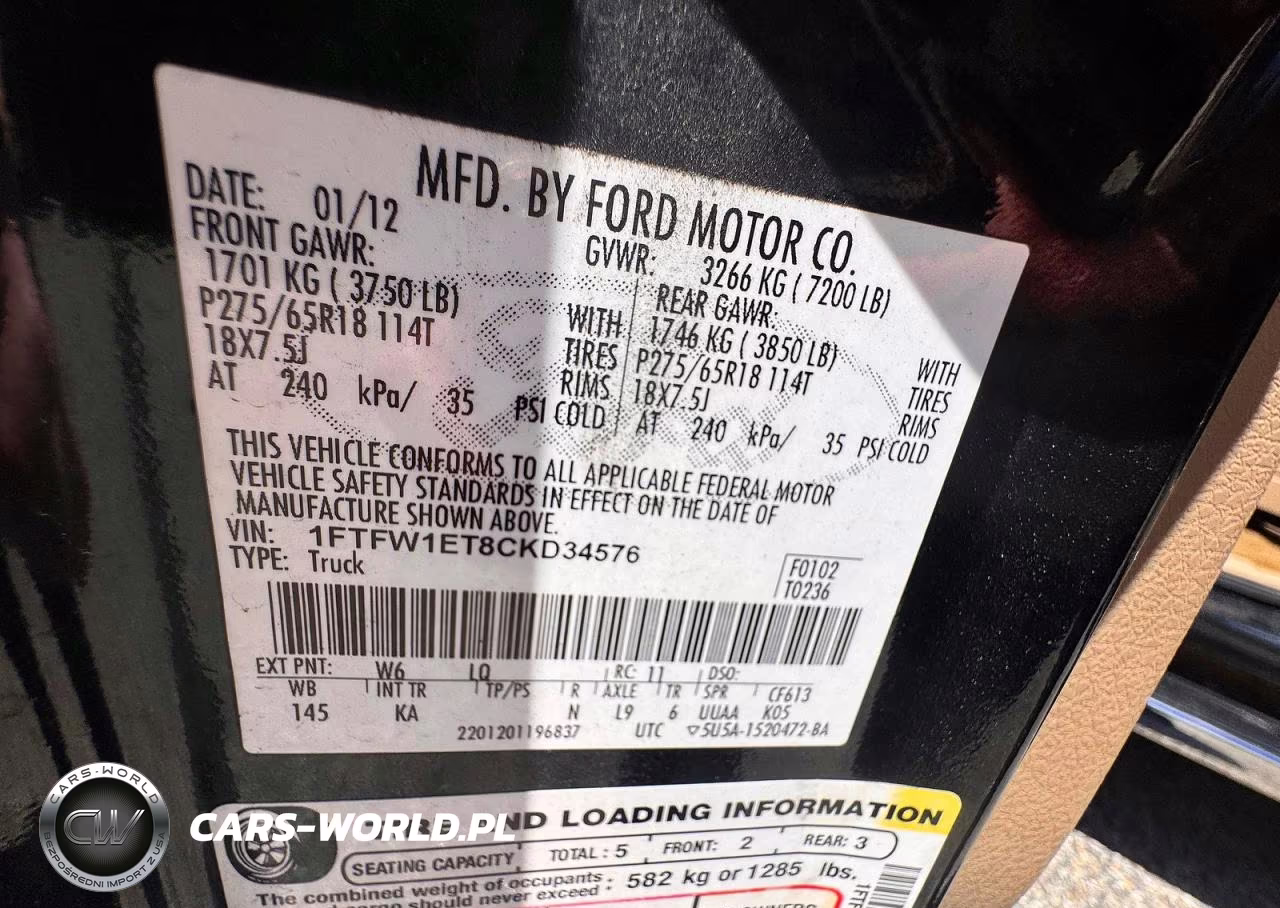 2012 Ford F150 Supercrew VIN:1FTFW1ET8CKD34576 - 10