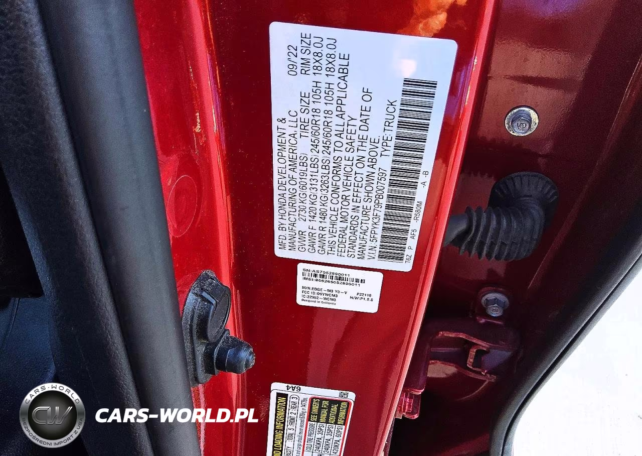 2023 Honda Ridgeline Rtl-E VIN:5FPYK3F79PB007597 - 12