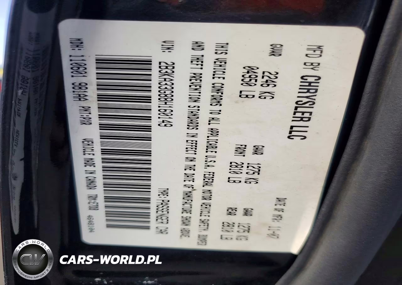 2008 Dodge Charger Sxt VIN:2B3KA33G88H160149 - 12