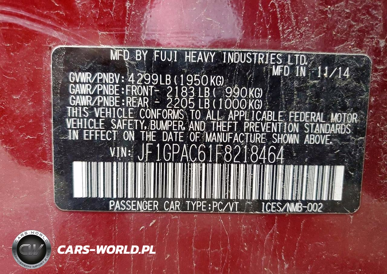2015 Subaru Impreza Premium VIN:JF1GPAC61F8218464 - 12