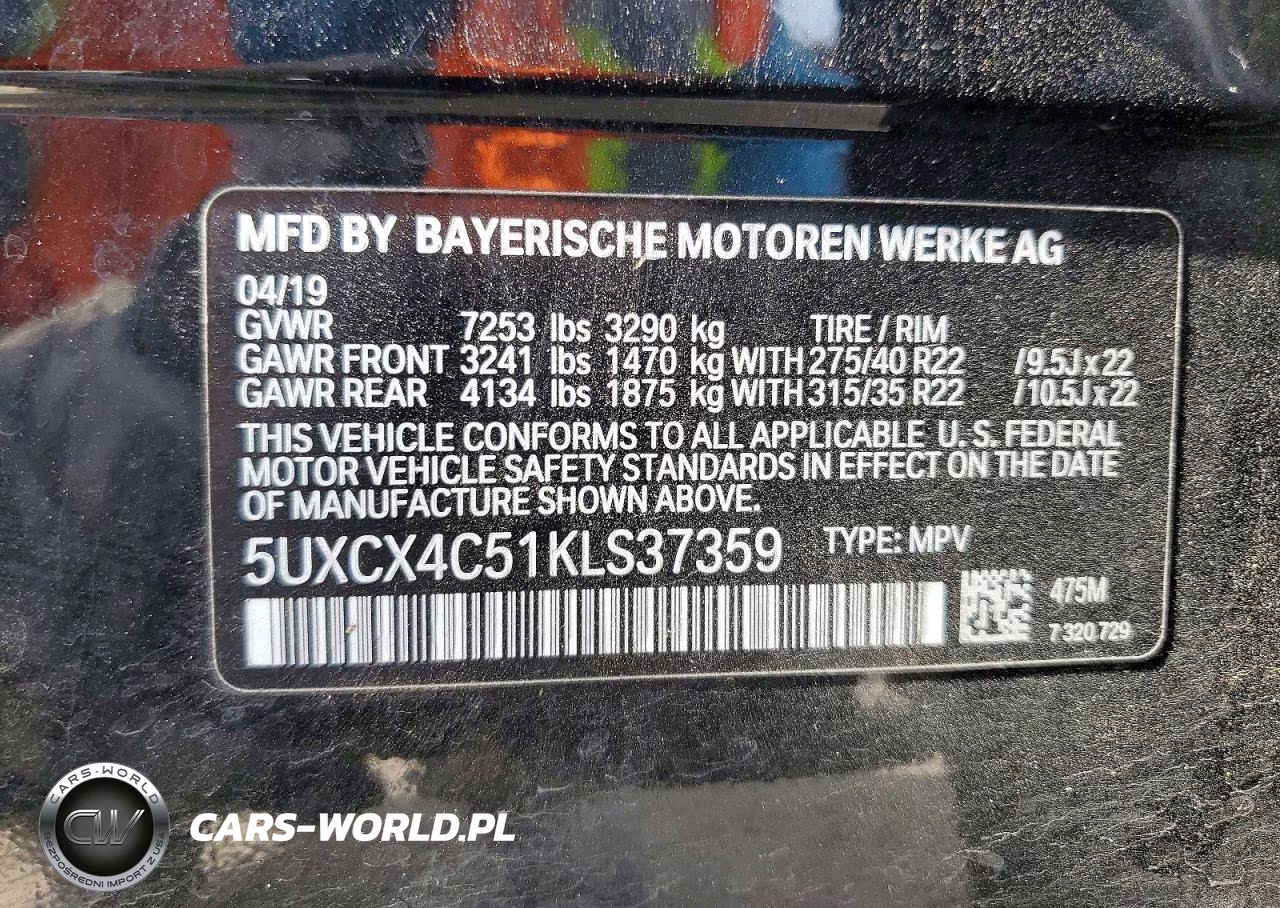 2019 BMW X7 xDrive50I VIN:5UXCX4C51KLS37359 - 14