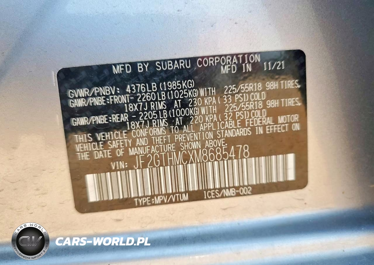2021 Subaru Crosstrek Limited VIN:JF2GTHMCXM8685478 - 13