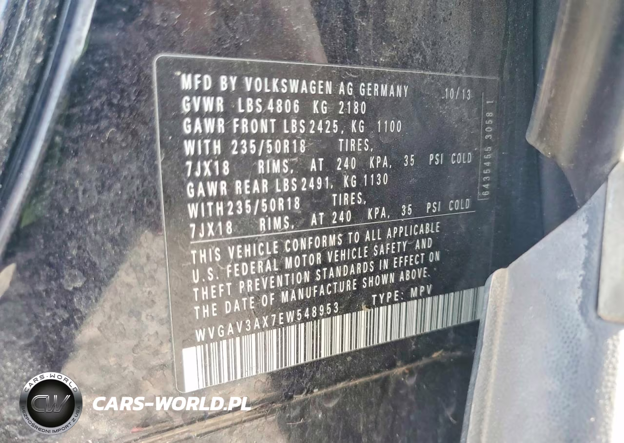 2014 Volkswagen Tiguan S VIN:WVGAV3AX7EW548953 - 12
