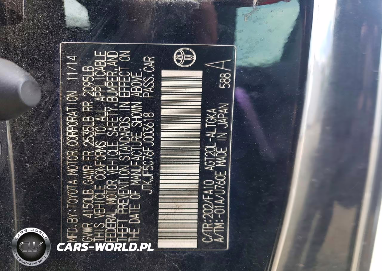 2015 Scion Tc Base VIN:JTKJF5C76FJ003618 - 12