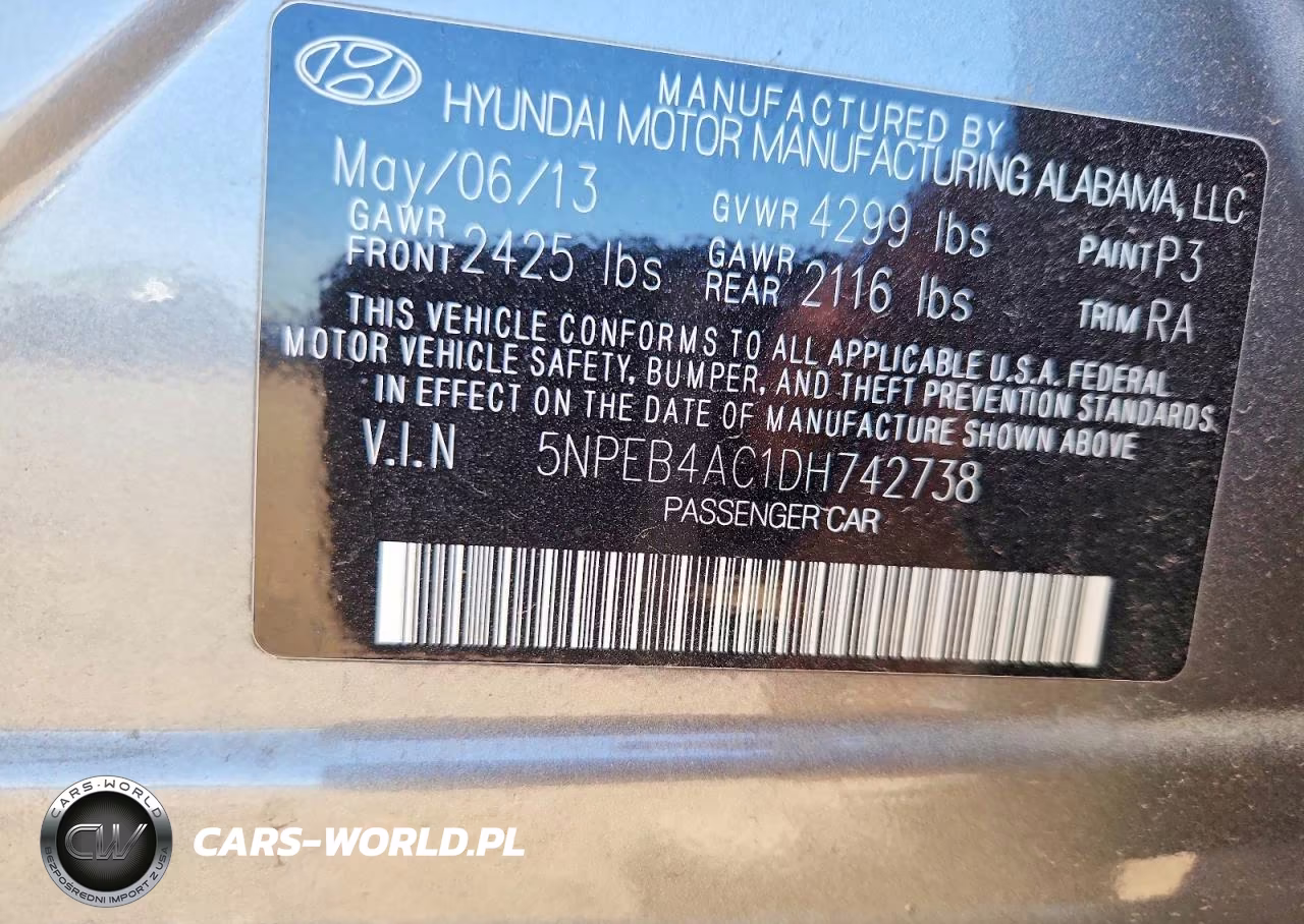 2013 Hyundai Sonata Gls VIN:5NPEB4AC1DH742738 - 13