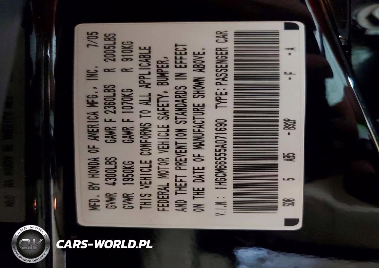 2005 Honda Accord Ex VIN:1HGCM66555A071690 - 12