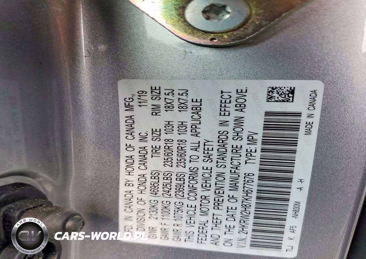 2019 Honda Cr-V Exl VIN:2HKRW2H87KH677676 - 13